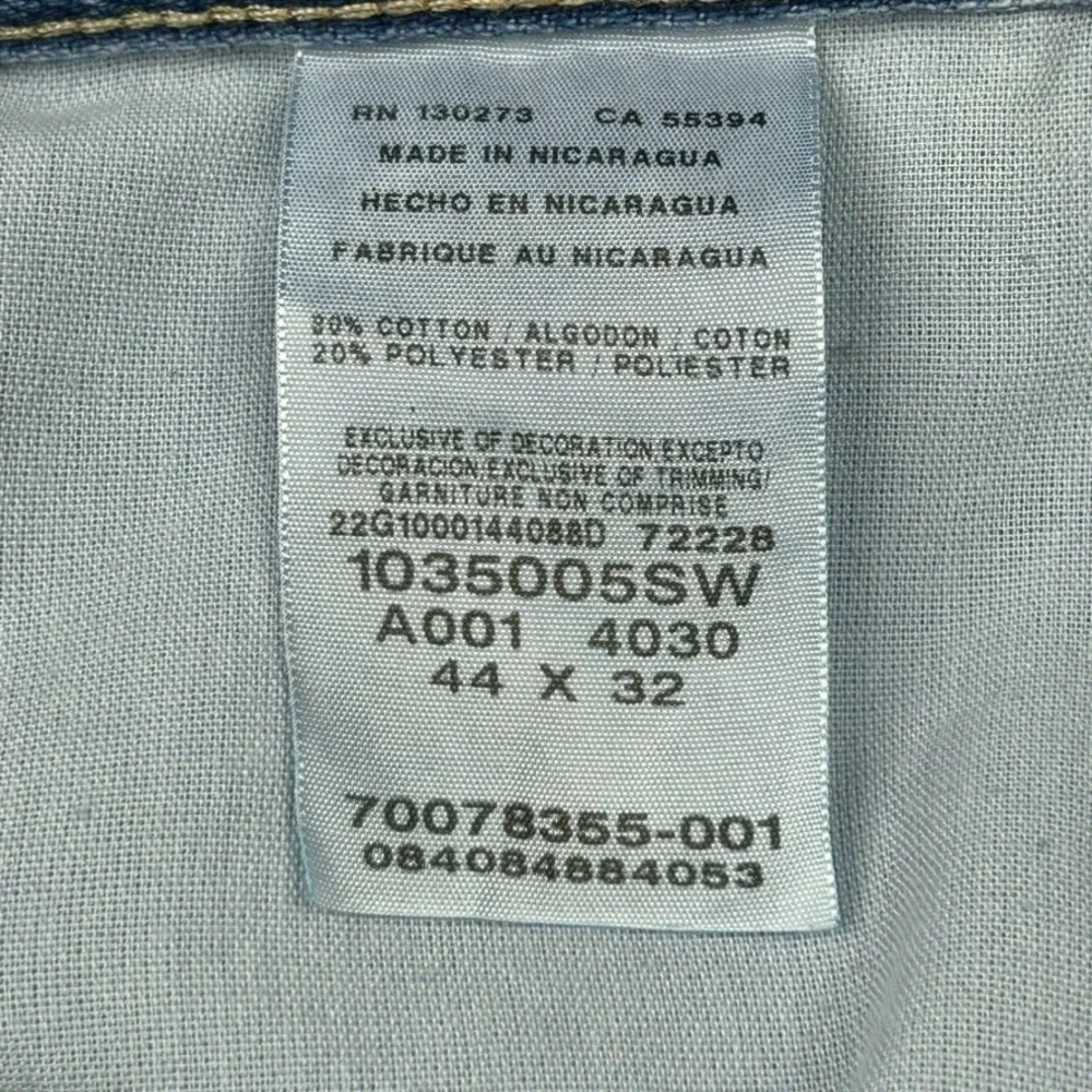 Wrangler Rugged Wear Jeans Mens 44x32 Blue Medium Wash Straight Denim Cowboy